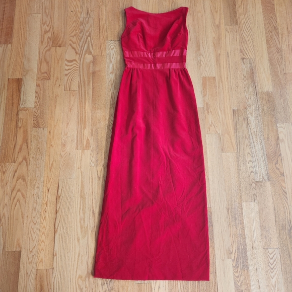 Vintage Dresses & Skirts - Vintage, 1960s Emma Domb Floor Length Sheath Formal Dress in Red with Ri…